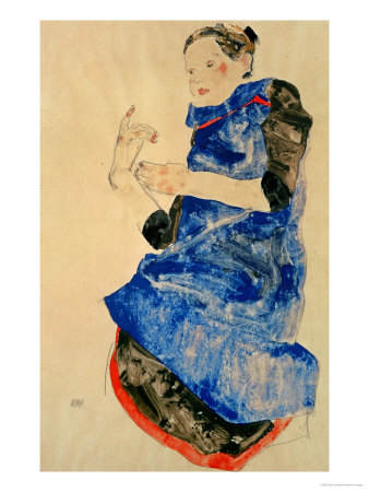 Egon Schiele Girl in Blue Apron 1912