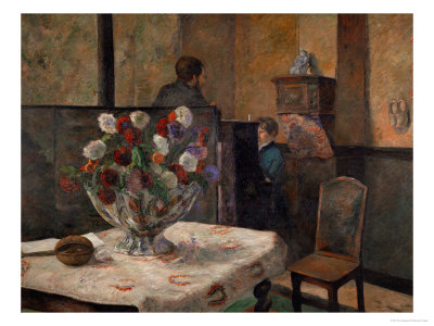 Paul Gauguin Still Life with Flowers Interior of the Artist's Apartment Rue Carcel Paris