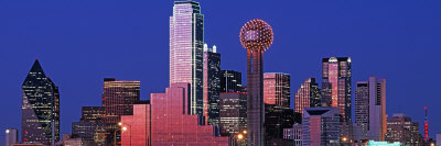 Urban Skyline at Night, Dallas, Texas, USA