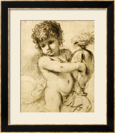 A Putto with a Vase: Framed Giclee Print