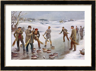 An Exciting Finish to a Curling Match in Scotland: Framed Giclee Print