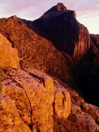 Mt. Anne at Dawn from Shelf Camp on the Anne Circuit, South West National Park, Tasmania, Australia