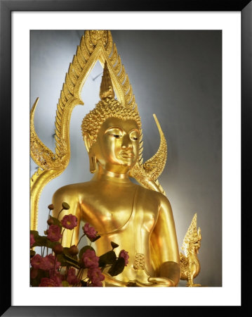 Giant Golden Statue of the Buddha, Wat Benchamabophit (Marble Temple), Bangkok, Thailand: Framed Art Print