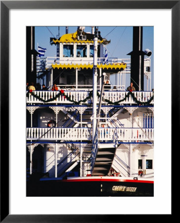 Creole Queen Boat on Mississippi River, Louisiana, USA: Framed Art Print