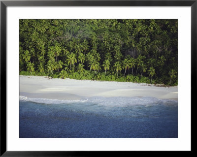 An Aerial View of the Shoreline on One of the Seychelles Islands: Framed Art Print
