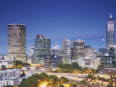 View of City Skyline, Perth, Western Australia, Australia