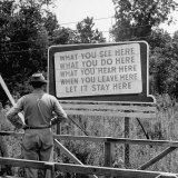 WWII Era Billboard at Oak Ridge Facility Warn Workers to Keep silent of anything seen or Heard here Other