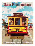 United Air Lines San Francisco Cable Car c.1957 Giclee Print