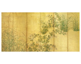 Japanese Autumn Grasses Six-Fold Screen Early Edo Period Premium Giclee Print
