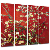 Interpretation in Red Almond Blossom 4 piece gallery-wrapped canvas Canvas Art Set